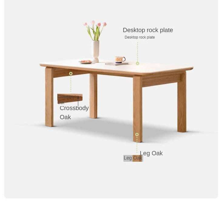 Oak Solid Wood, Solid Rubberwood Slate Dining Table