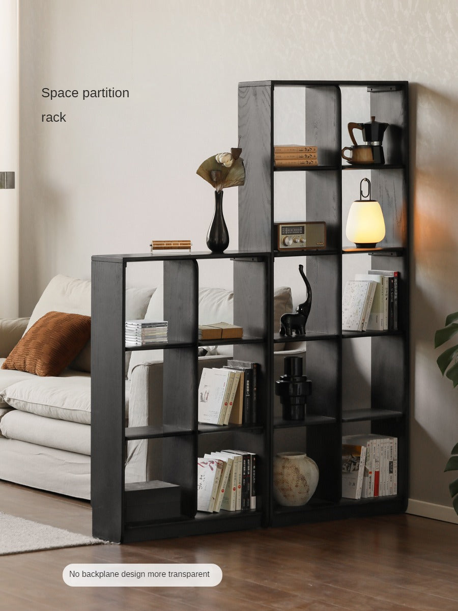 Oak Solid Wood Bookcase Lattice Cabinet Rack Free Combination.