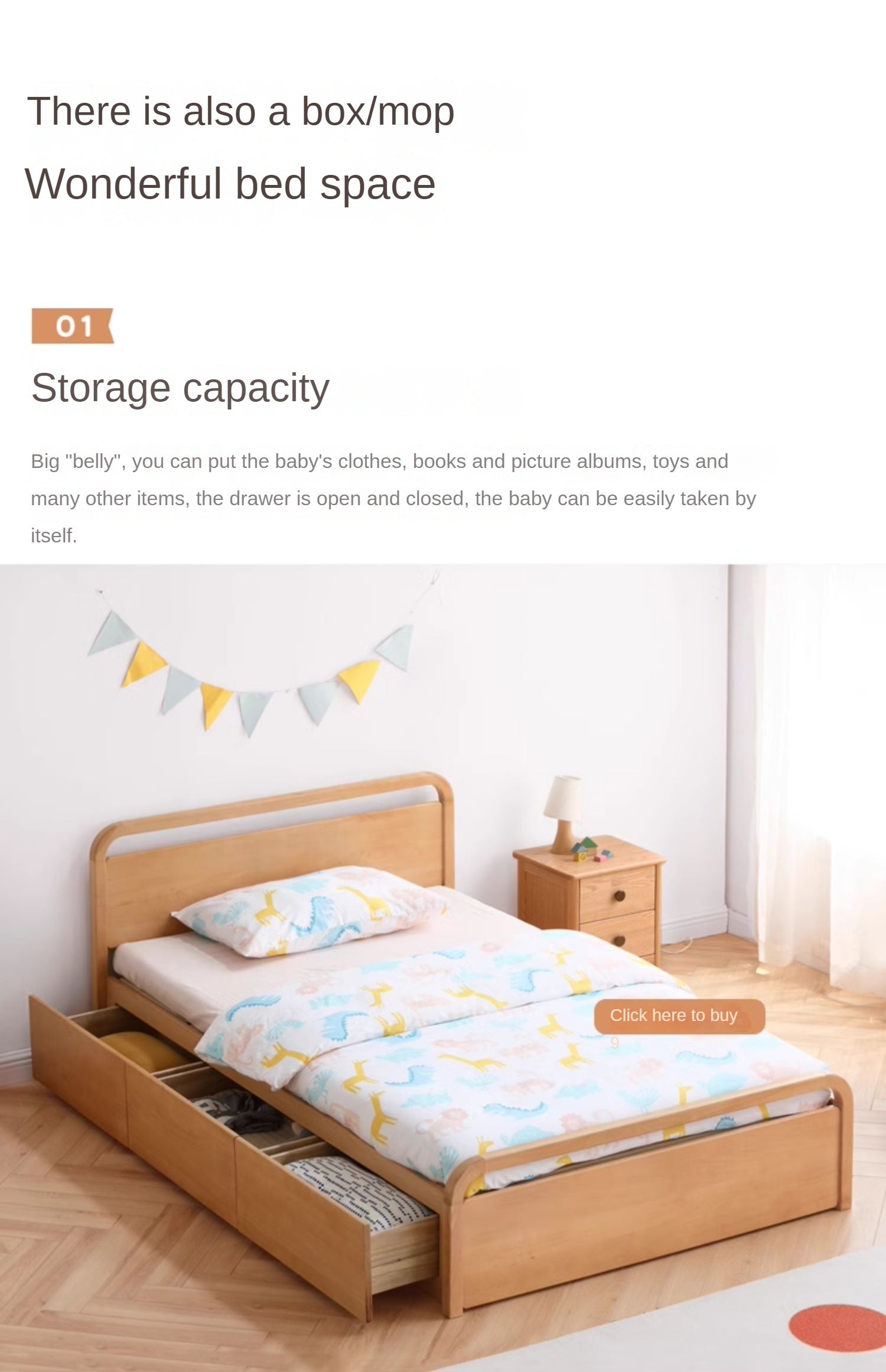 Beech solid wood kids bed