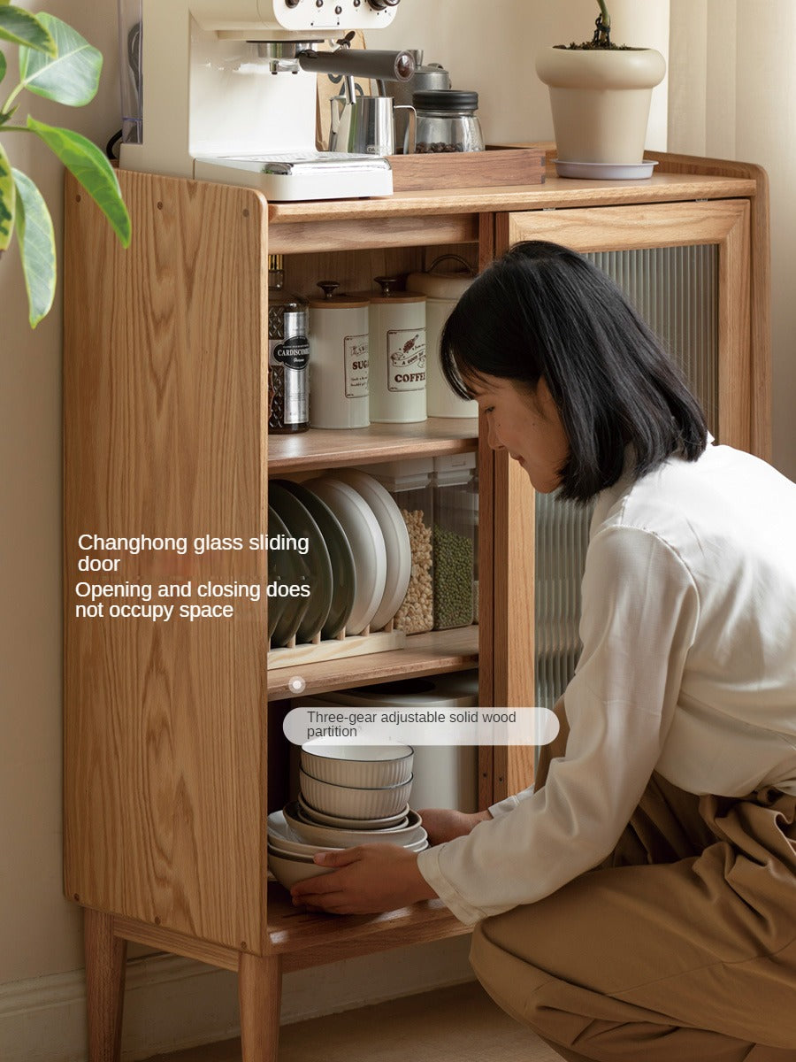 Oak Solid Wood Sideboard Slide Door