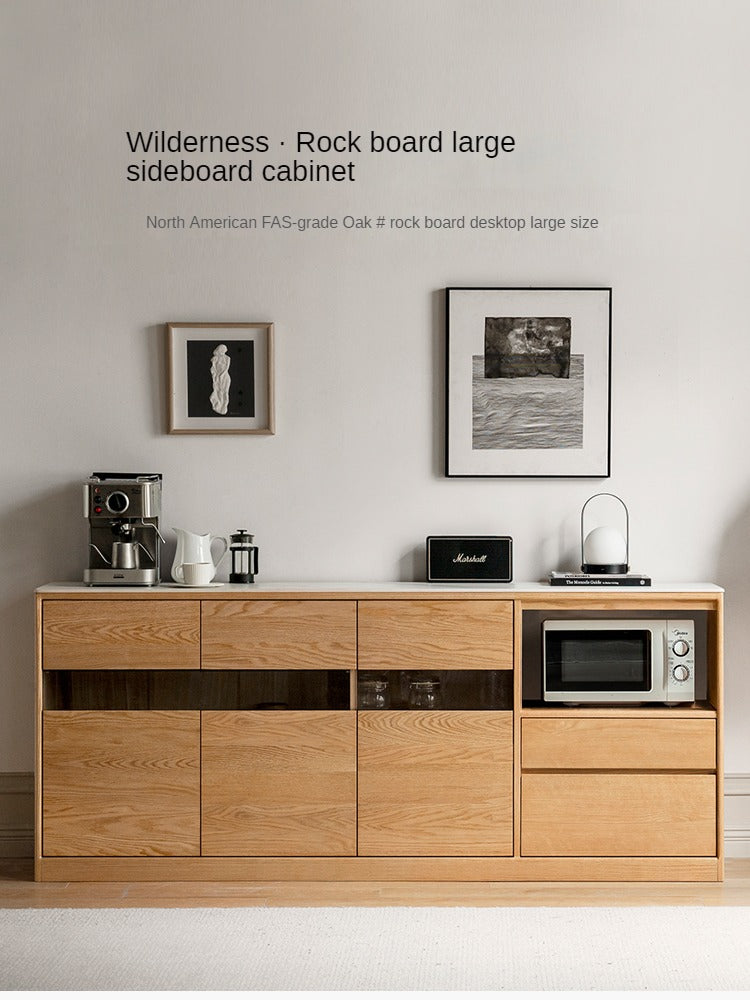 Oak, Ash Solid Wood Nordic Sideboard Slate Top