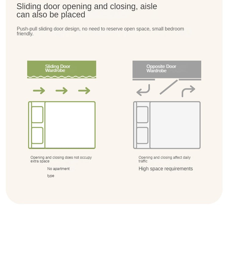 Birch Solid Wood Children's Wardrobe Cream Sliding Door