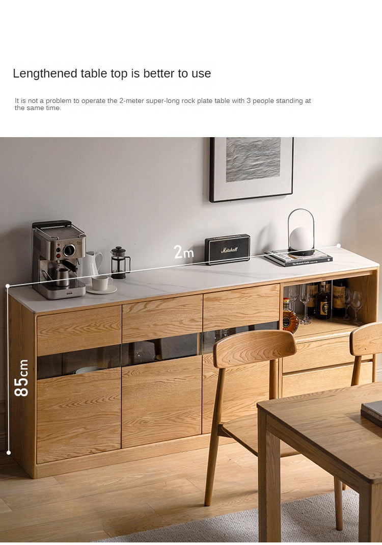 Oak, Ash Solid Wood Nordic Sideboard Slate Top