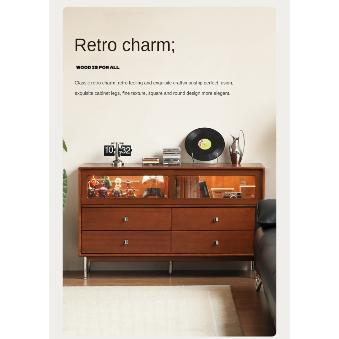 Poplar Solid Wood Cabinet Bauhaus Storage Drawer.