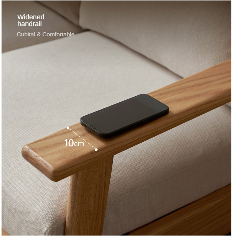Oak Solid Wood Fabric Sofa.