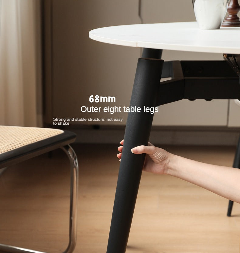 Folding Rock Table Metal Legs Light Luxury Round Dining Table