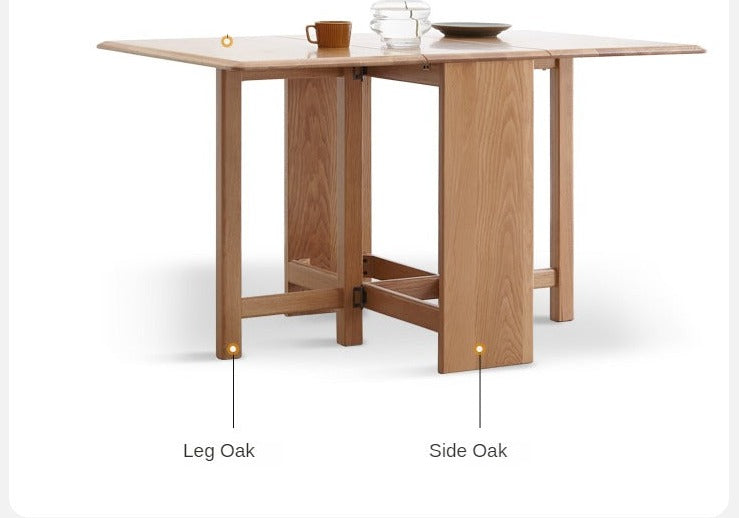 Oak Solid Wood Retractable Dining Table