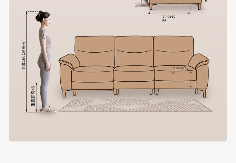 Leather Electric Head Layer Leather Adjustable Function Sofa.