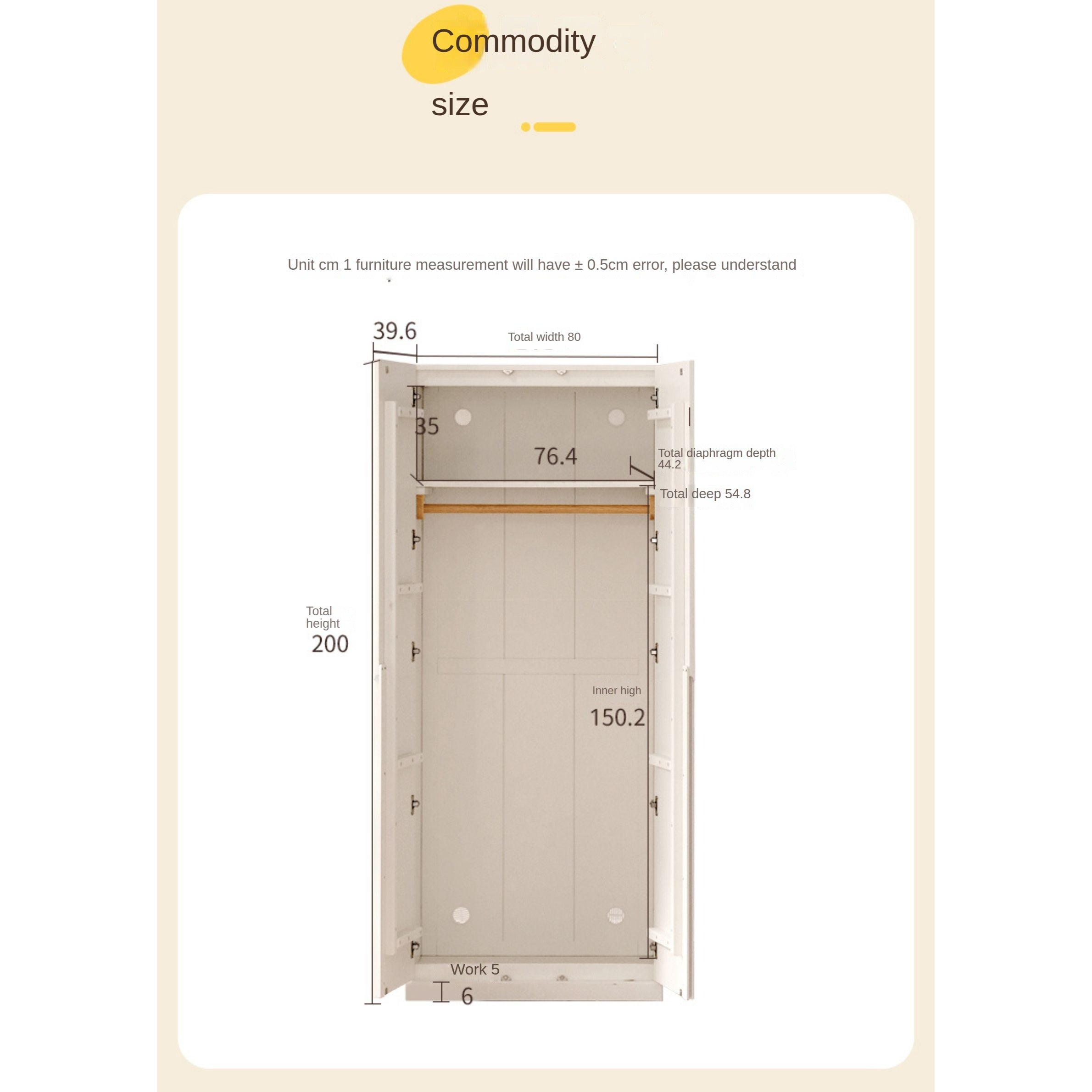 Solid Rubberwood Cream Style Nordic Wardrobe.