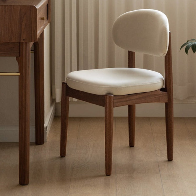 Black Walnut, Ash Solid Wood Modern White Soft Makeup Chair