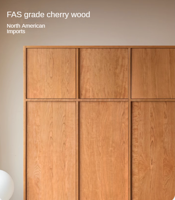 Cherry Solid Wood Middle Ages Skeleton Line Large Wardrobe.