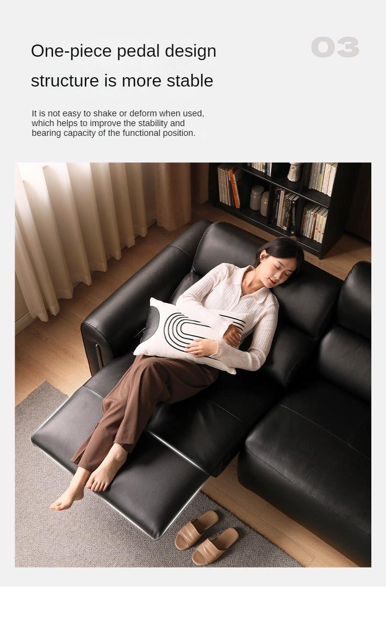 Leather Electric Italian Zero Wall Black Leather Sofa.