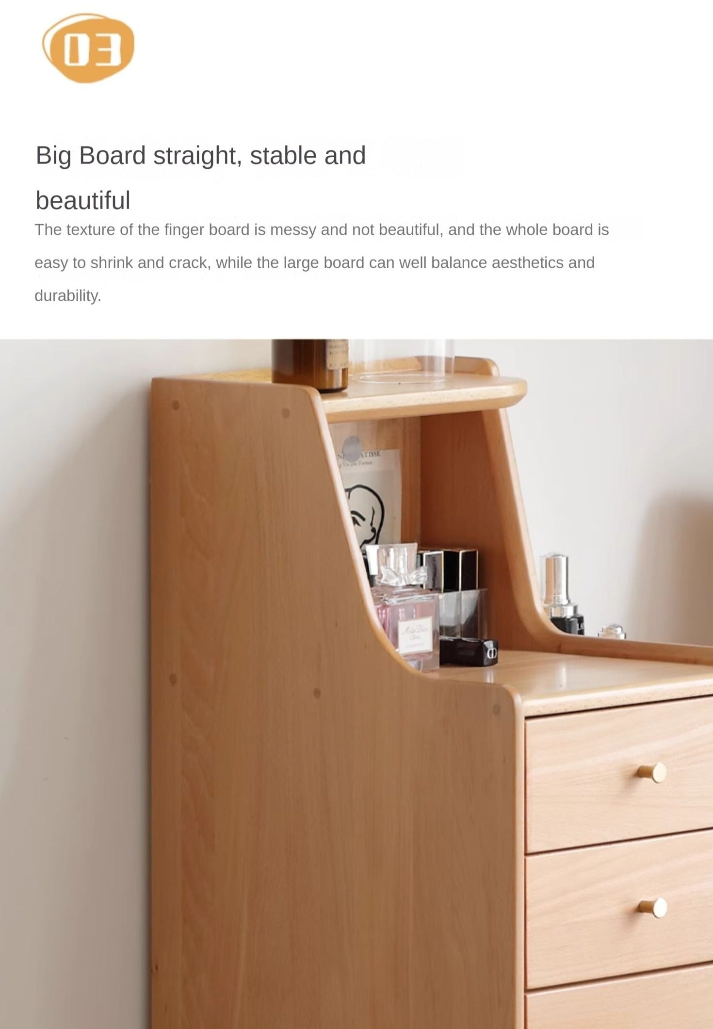 European Beech Solid Wood Telescopic Dressing Table.