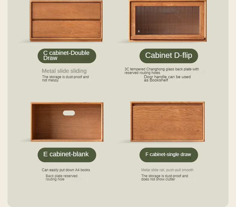 Cherry Solid Wood Free Combination Bookcase