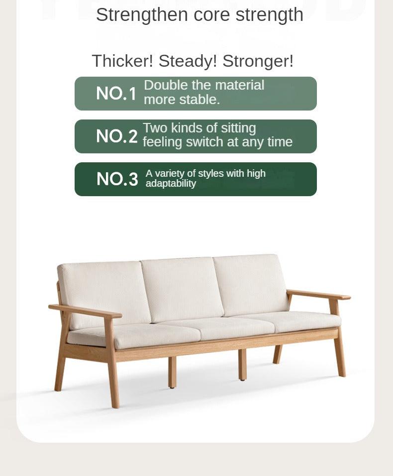 Oak Solid Wood Japanese-style Fabric Sofa