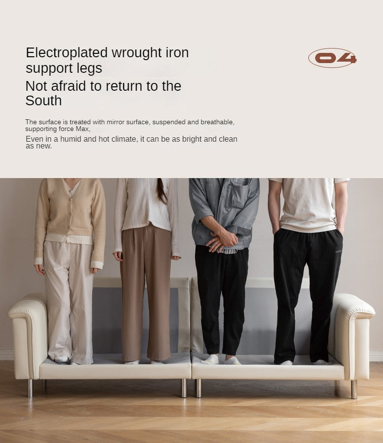 Leather Straight Italian Style Light Luxury Sofa,