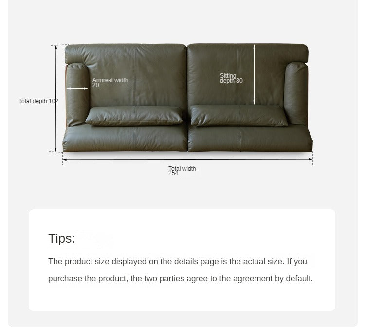 Black Walnut, Oak Solid Wood Leather Down Sofa.