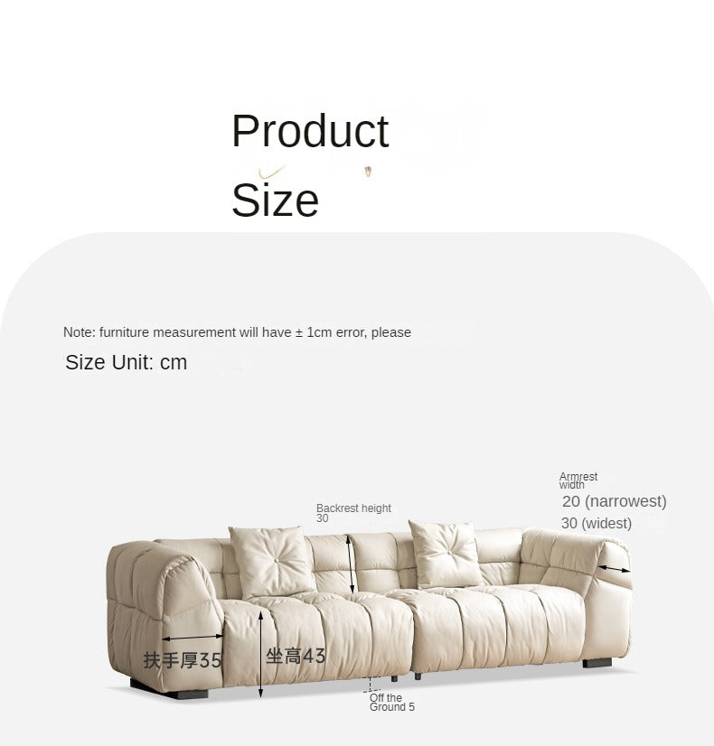 Genuine Leather,Technology Cloth Sofa Cream Wind.