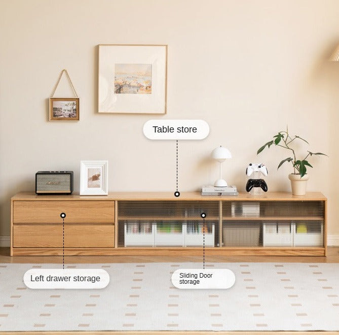 Oak, Rubber Solid Wood TV Cabinet Floor Combination,