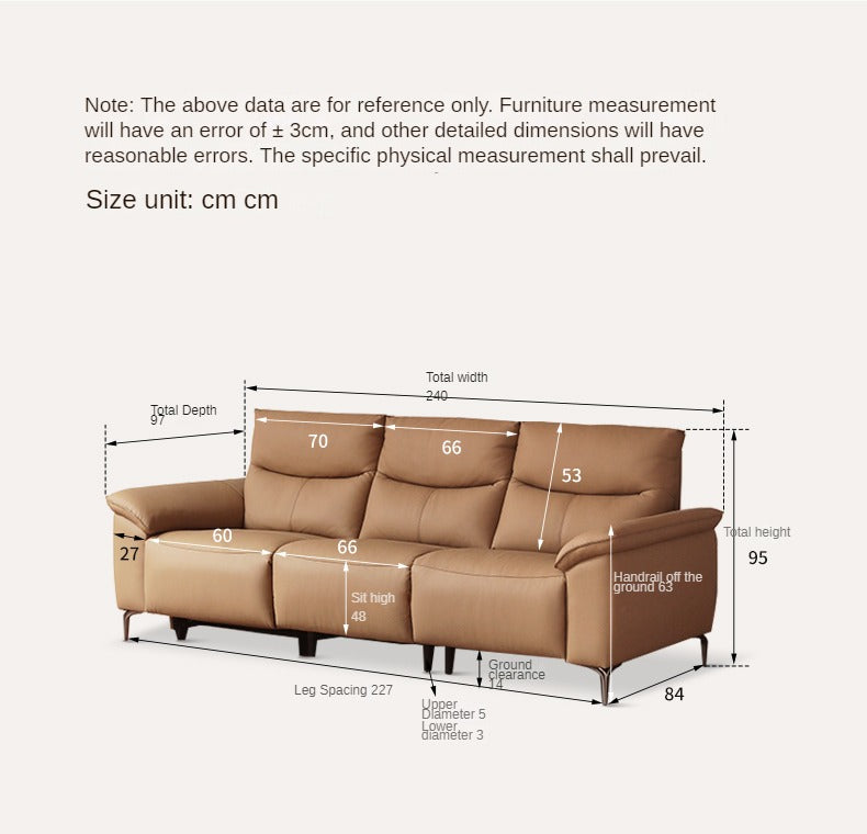 Leather Electric Head Layer Leather Adjustable Function Sofa.