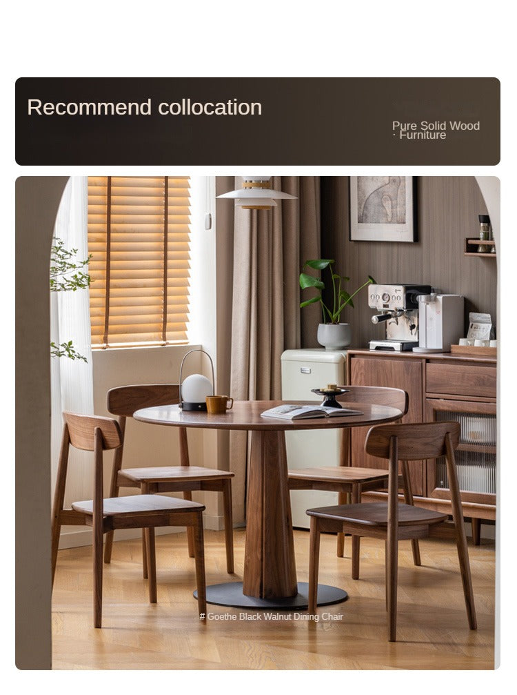 Sandalwood, Black Walnut Solid Wood Round Dining Table