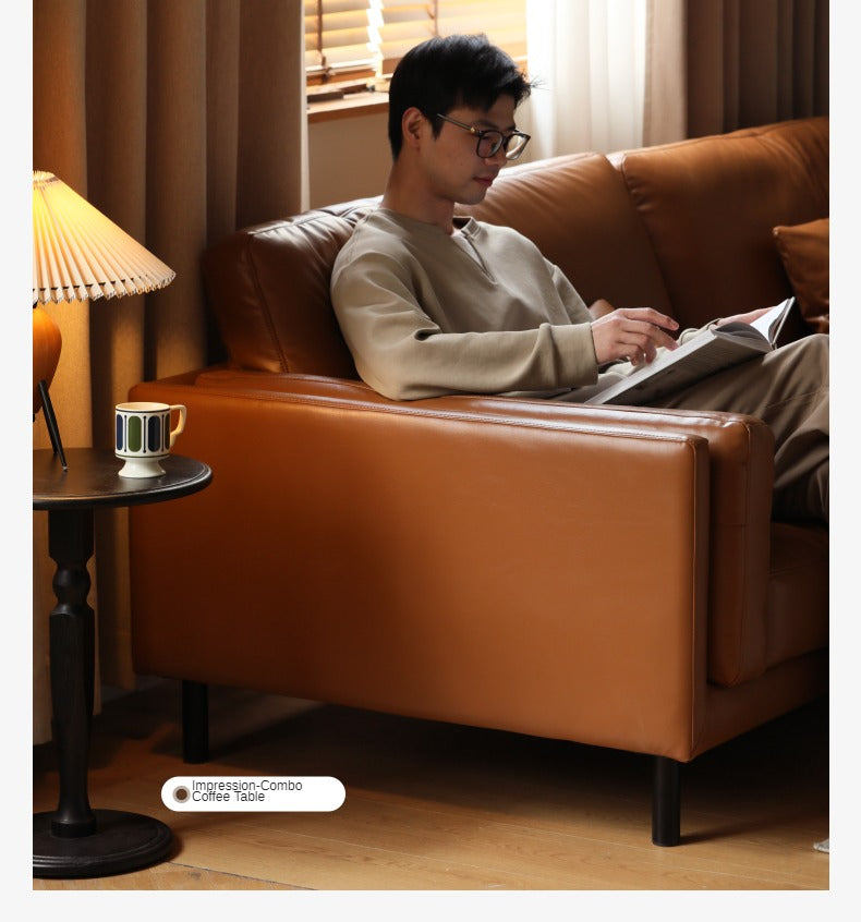 Leather Italian Minimalist Sofa.
