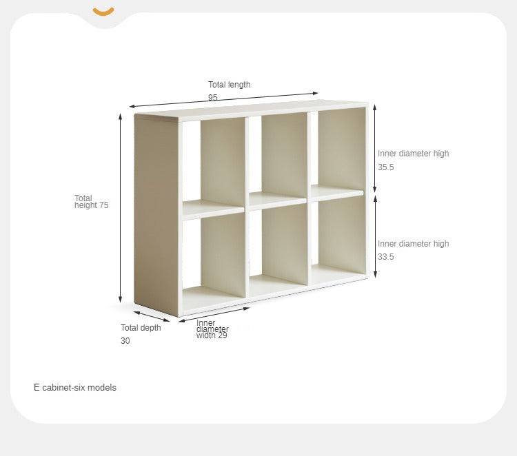 Pine Solid Wood Cream White Lattice Storage Low Bookcase