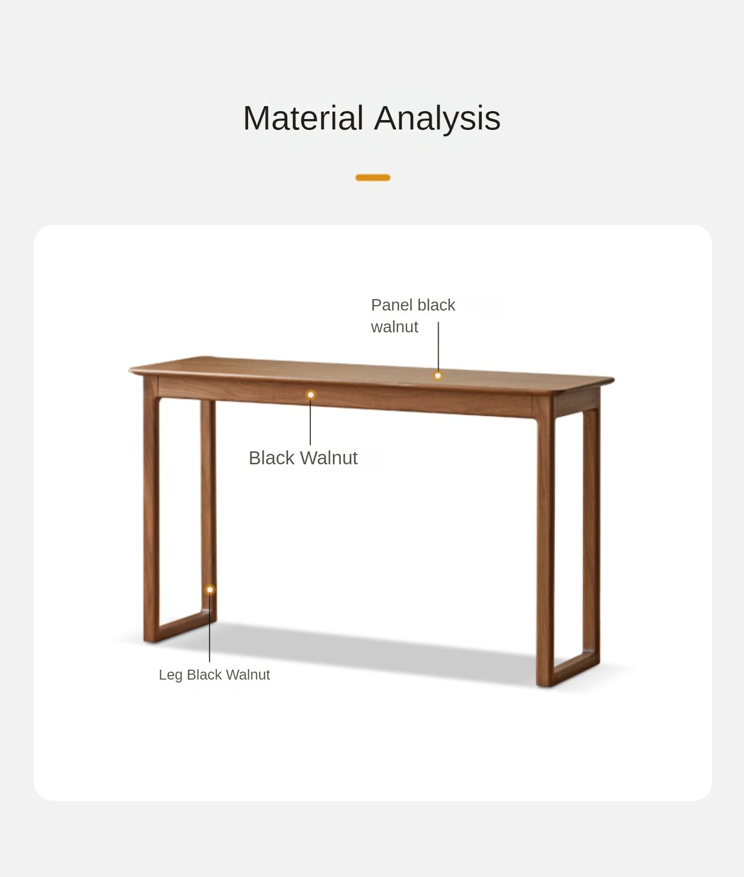 Black Walnut Solid Wood Narrow Desk