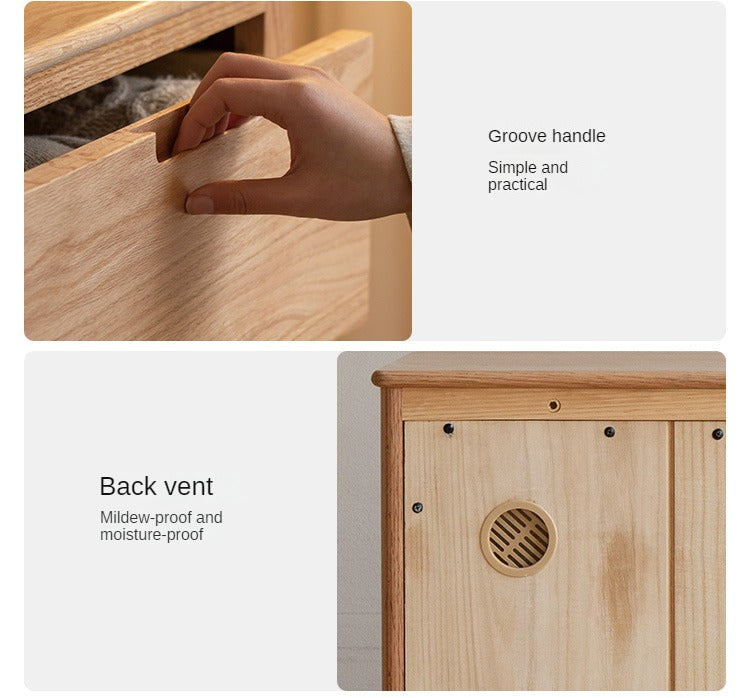 Oak Solid Wood, Solid Rubberwood Nordic Chest of Drawers