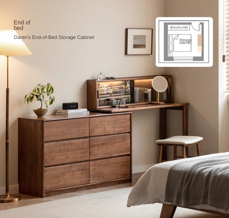 Black Walnut, Walnut Tree Solid Wood Retractable Dressing Table.