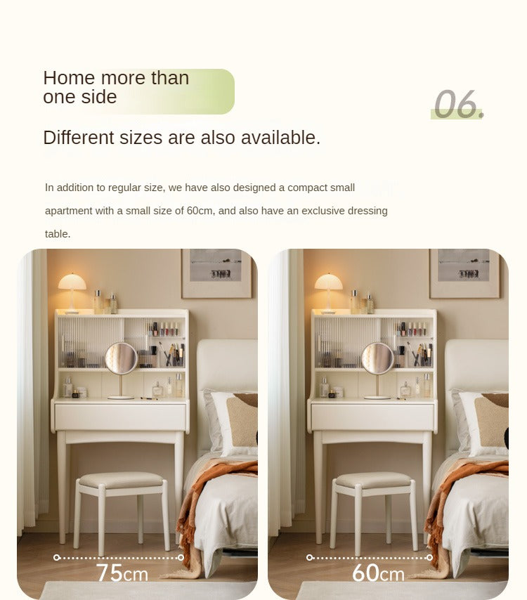 Ash Solid Wood Cream Style Vanity Table.