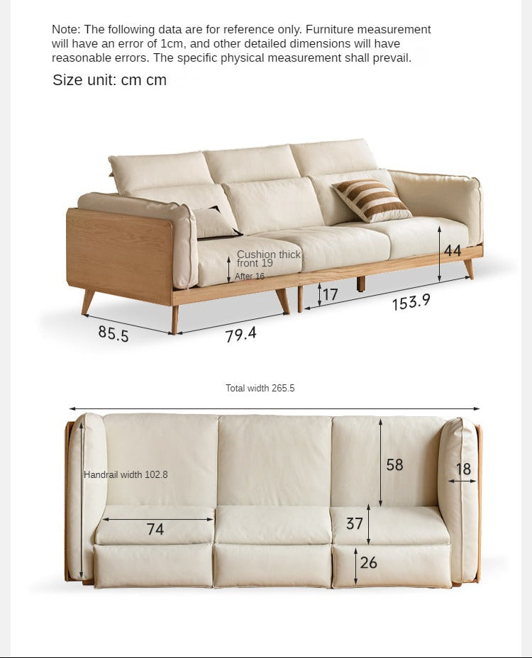 Oak, Ash Solid Wood High-Back Adjustable leather, fabric Sofa