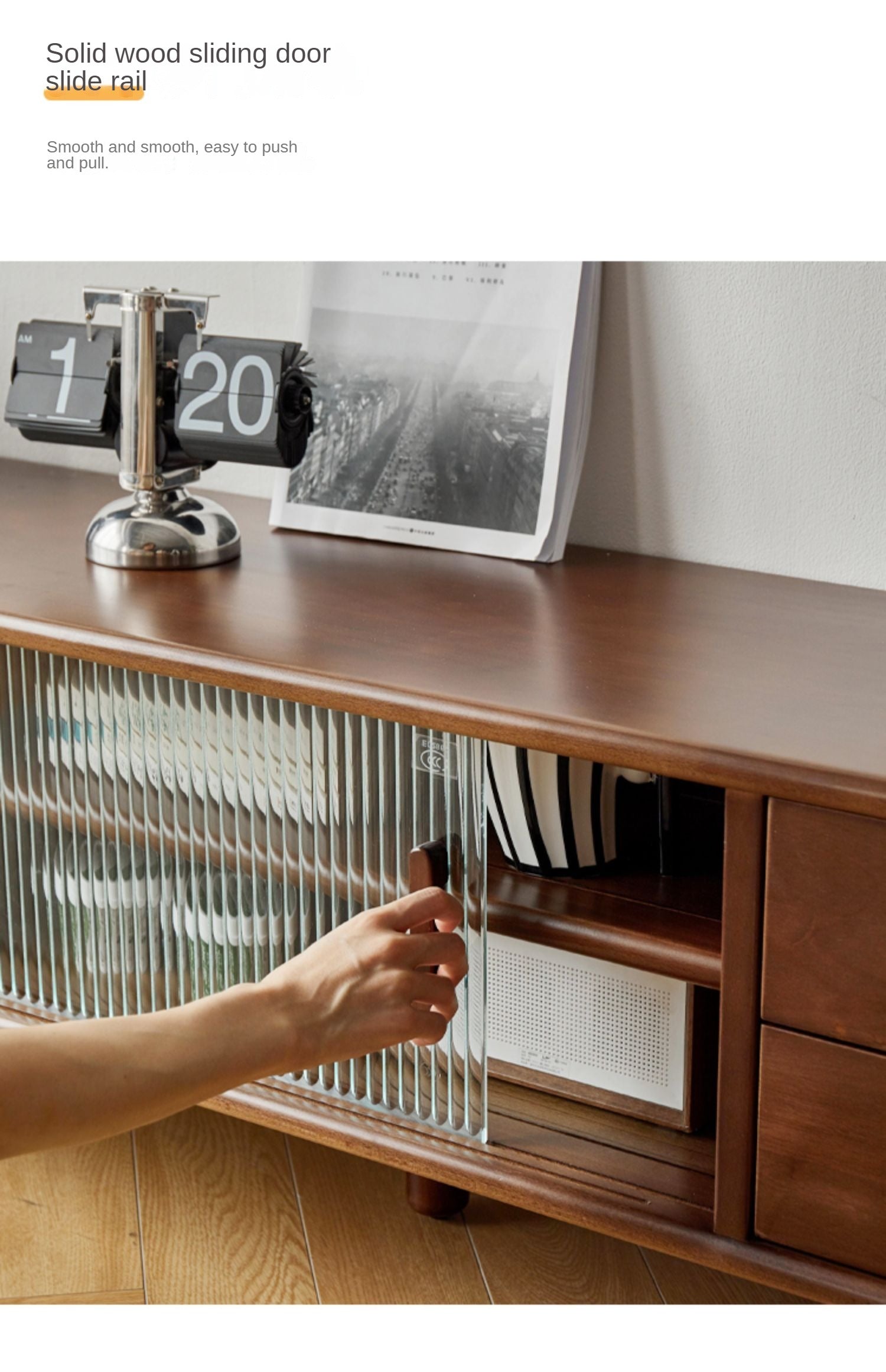 Beech Solid Wood Large TV Cabinet.