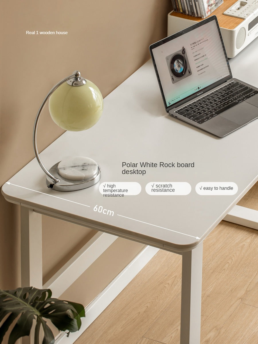 Birch solid wood slate desk white cream style "
