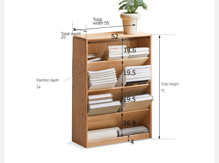 Oak Solid Wood Small Book Rack Against The Wall