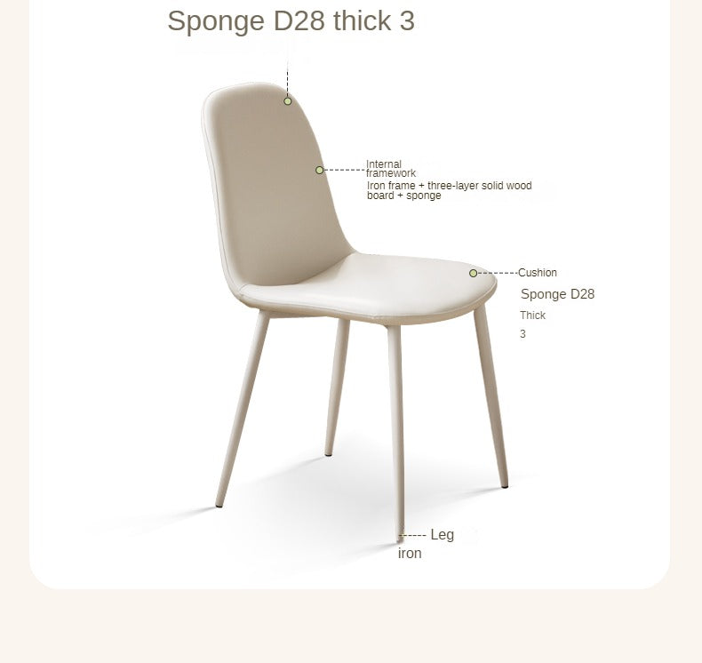 4pcs Organic Leather Cream Style Iron Dining Chair