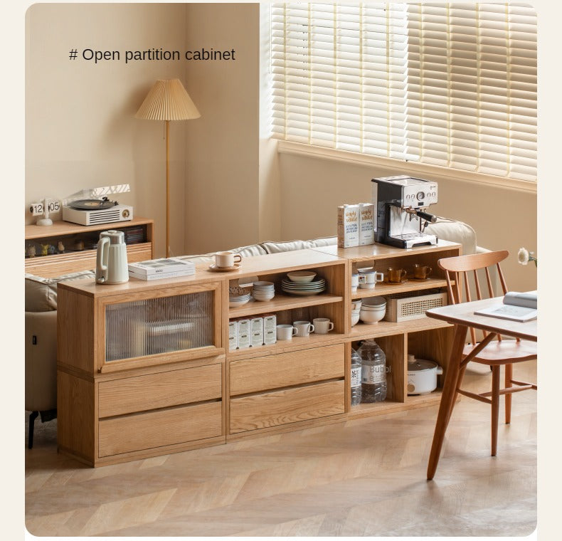 Oak, Ash Solid Wood TV Cabinet Modern Free Combination Storage Bookcases