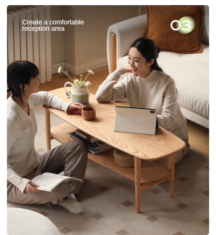 Oak Solid Wood Minimalist Ultra Narrow Coffee Table