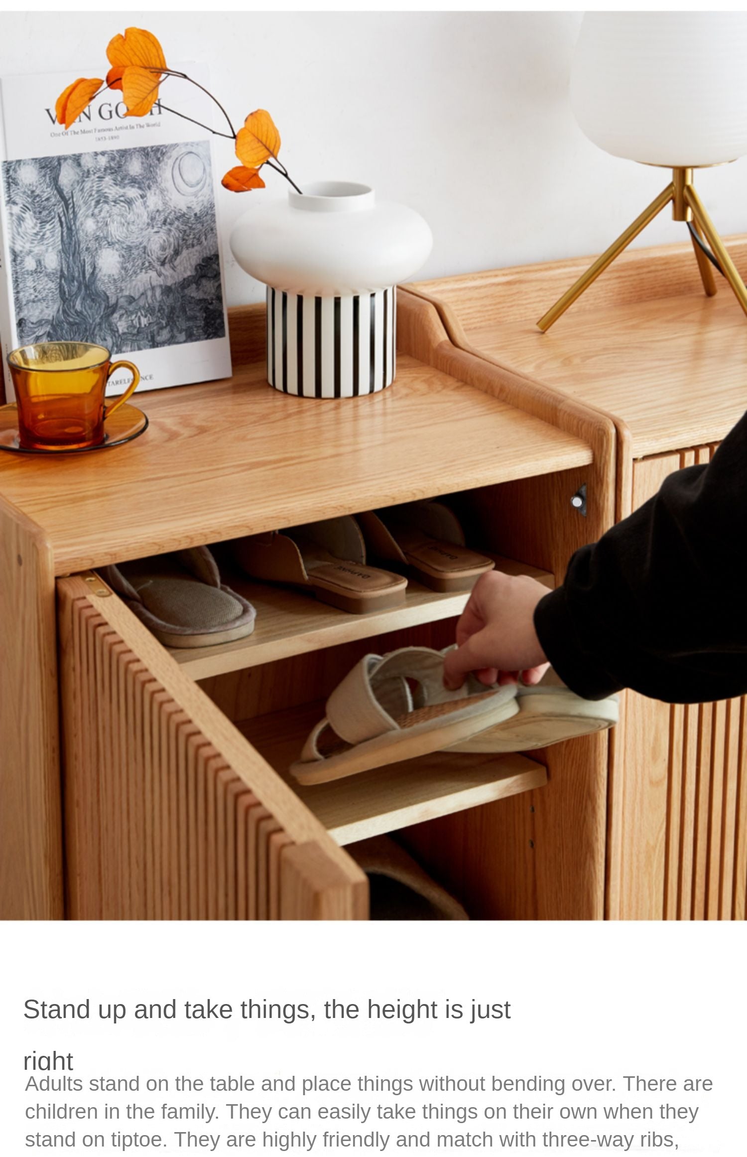 Oak Modern Nordic Shoe Cabinet