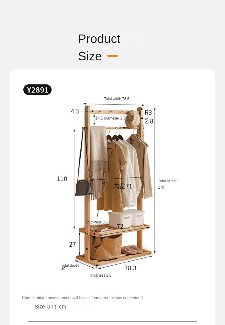 Oak Solid Wood Clothes Rack Hanger