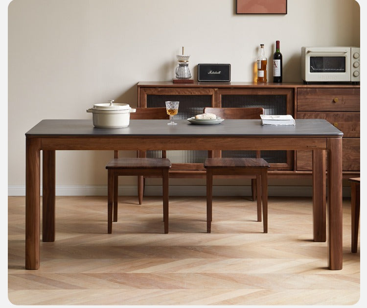 Black Walnut, Sandalwood Solid Wood Rock Slab Dining Table