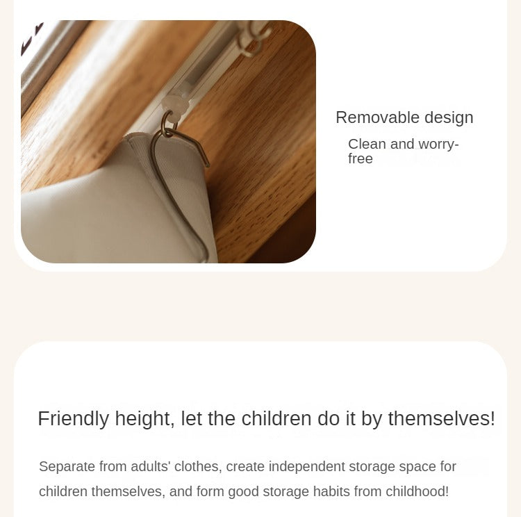 Oak Solid Wood, Solid Rubberwood Kids's Simple Wardrobe