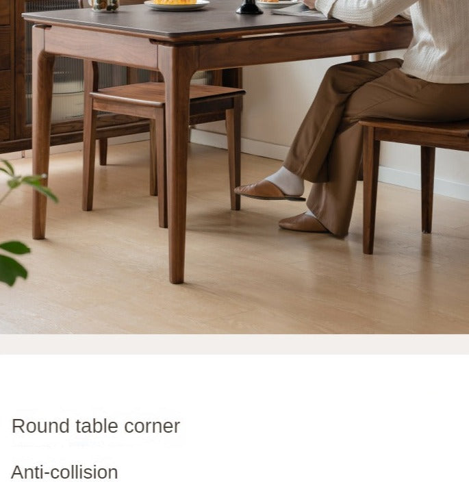 Black Walnut Solid Wood Rock Plate Dining Table