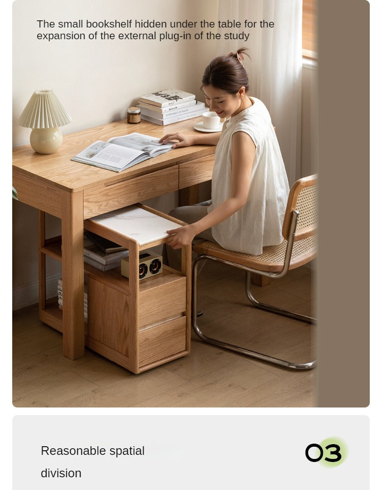 Solid Wood Rock Plate Side Table Movable