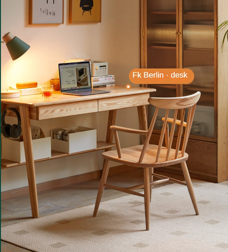 4 pcs Oak Solid Wood Dining Armchair Leisure Chair: