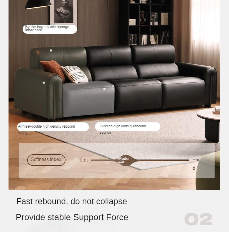 Leather Electric Italian Zero Wall Black Leather Sofa.