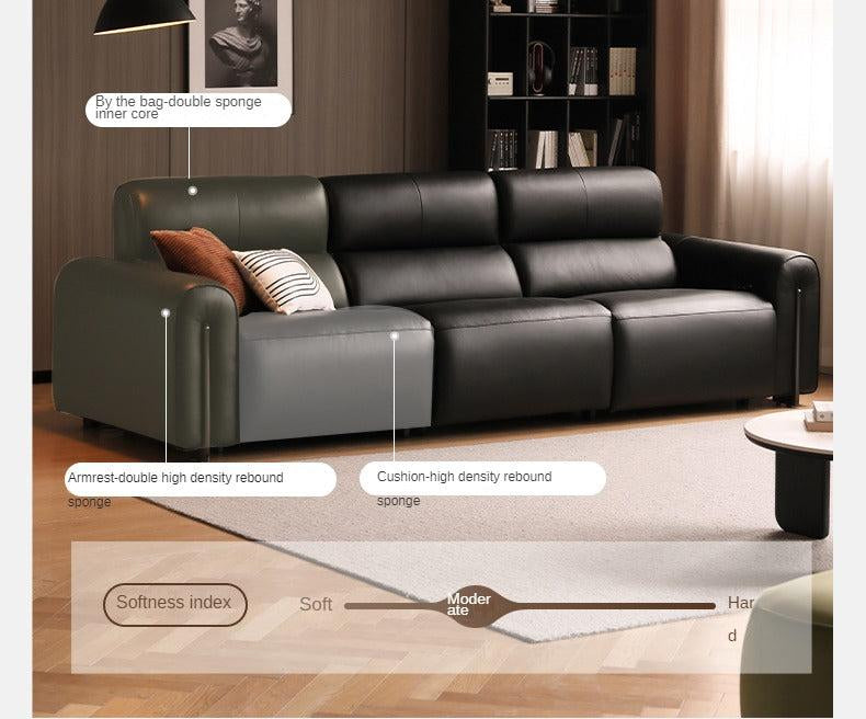 Genuine leather electric zero-wall recliner sofa with deep cushioned seats