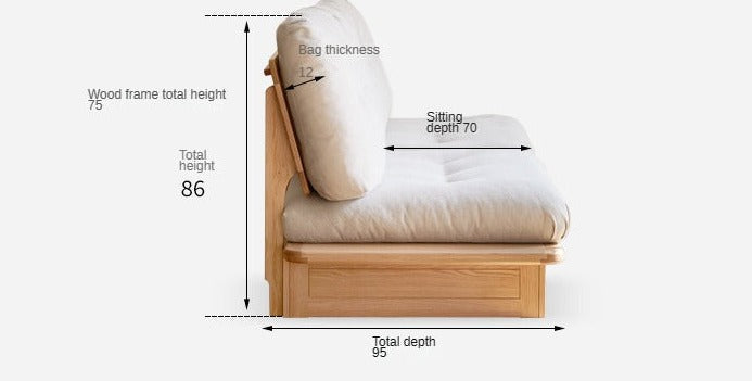 Oak Solid Wood dual-use Fabric Storage Sofa.