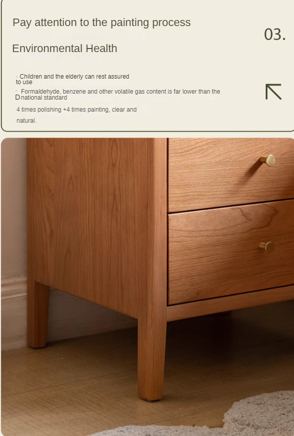 Cherry Solid Wood Floor Three Drawer Nightstand