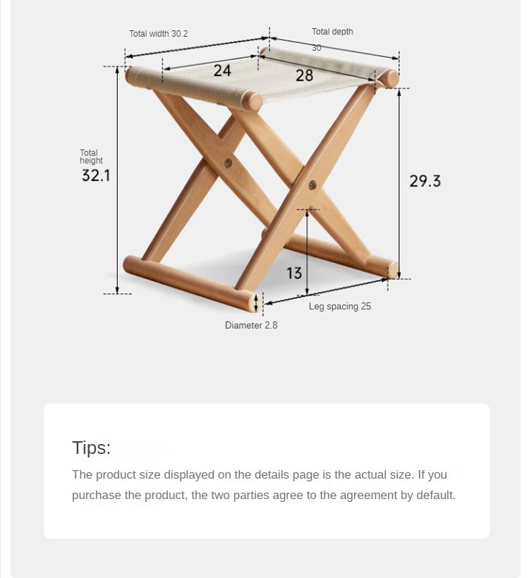 Beech solid wood outdoor portable folding stool
